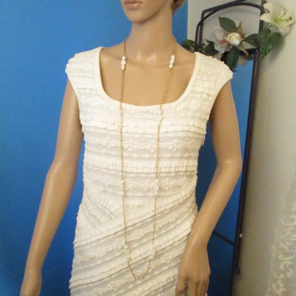 HOBE 53" Floral Milk Glass Gold Chain Convertible Necklace ~ VINTAGE Designer - Picture 3 of 14